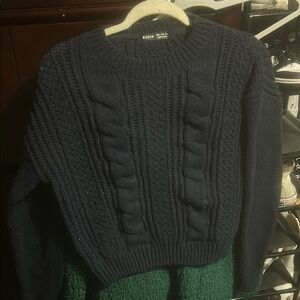 SHEIN Dark Blue Cable Knit Sweater